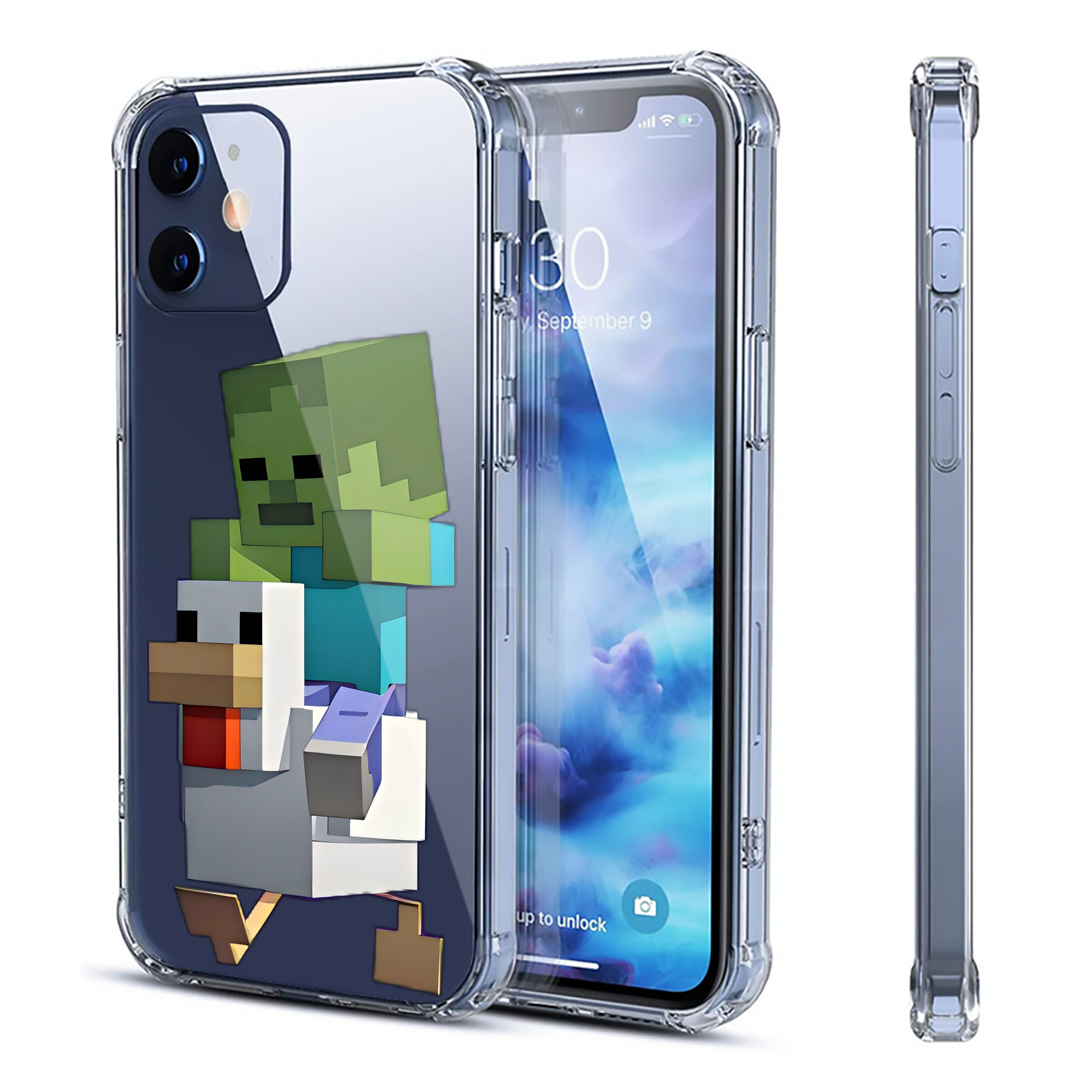 （画像用） マインクラフト ブロックの世界 Minecraft MC Block world 【iPhone 12シリーズ対応】透明スマホケース（クリアソフトケース）